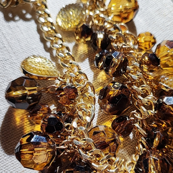 Acrylic Faceted Root Beer Citrine Molded Plastic Teardrop Necklace Unsigned EUC - Picture 11 of 12